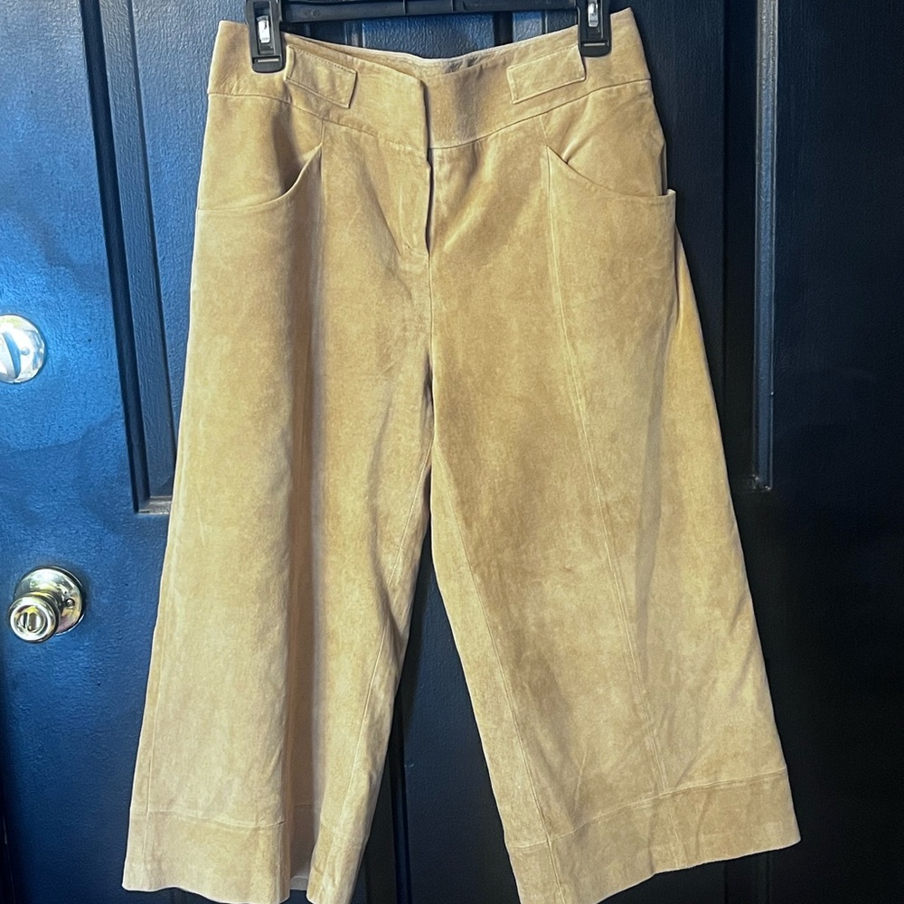 Margaret Godfrey Tan Suede Wide-Leg Culottes Sz 8
